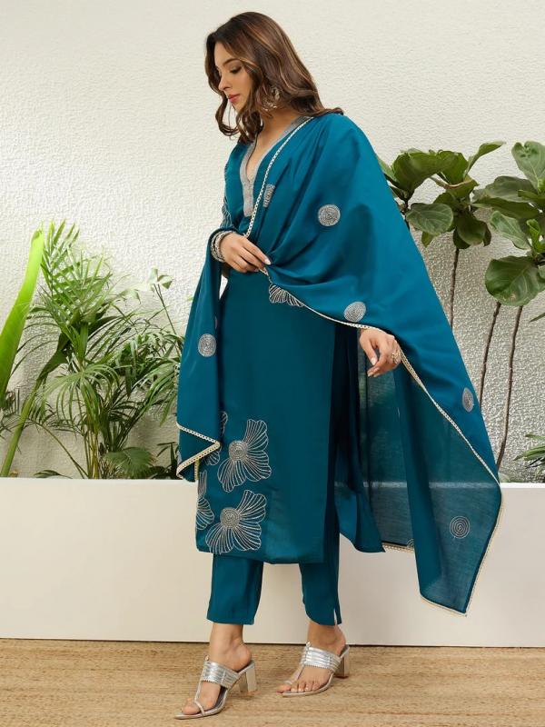 VP 9859 T Blue Women’s Traditional Kurta Pant Set with Dupatta